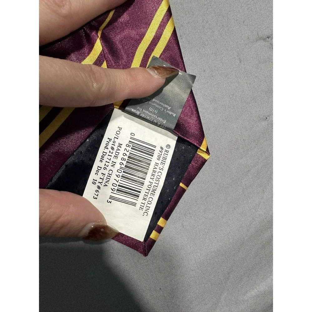 Official Harry Potter Tie Official Necktie Rubies Costume Burgundy Yellow Stripe